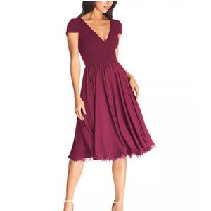 NWT Dress the Population Corey Chiffon Fit & Flare Cocktail Dress Size XXS